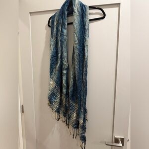 Elegant Blue and Tan Paisley Scarf